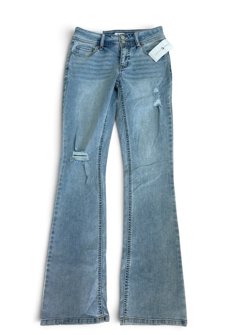 True Craft Light-Wash Distressed Flare Jeans – Size 2 NWT